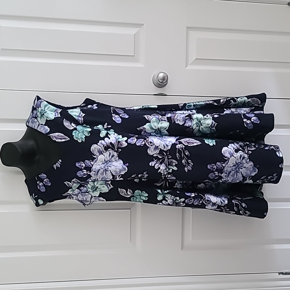 Blue and green floral foil Cleo princess cut dress in size large